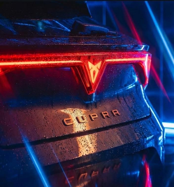 Cupra rear detail neon lighting close up